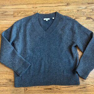 Vince Wool Cashmere Blend V-neck Sweater in Heather Flint